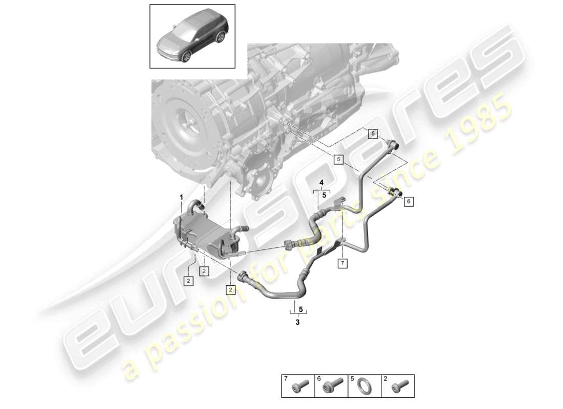 porsche 2021 (cayenne e3 9ya/9yb) 8-speed boîte de vitesses automatique pour véhicules à propulsion hybride refroidisseur d'huile de boîte de vitesses tuyau d'huile schéma des pièces