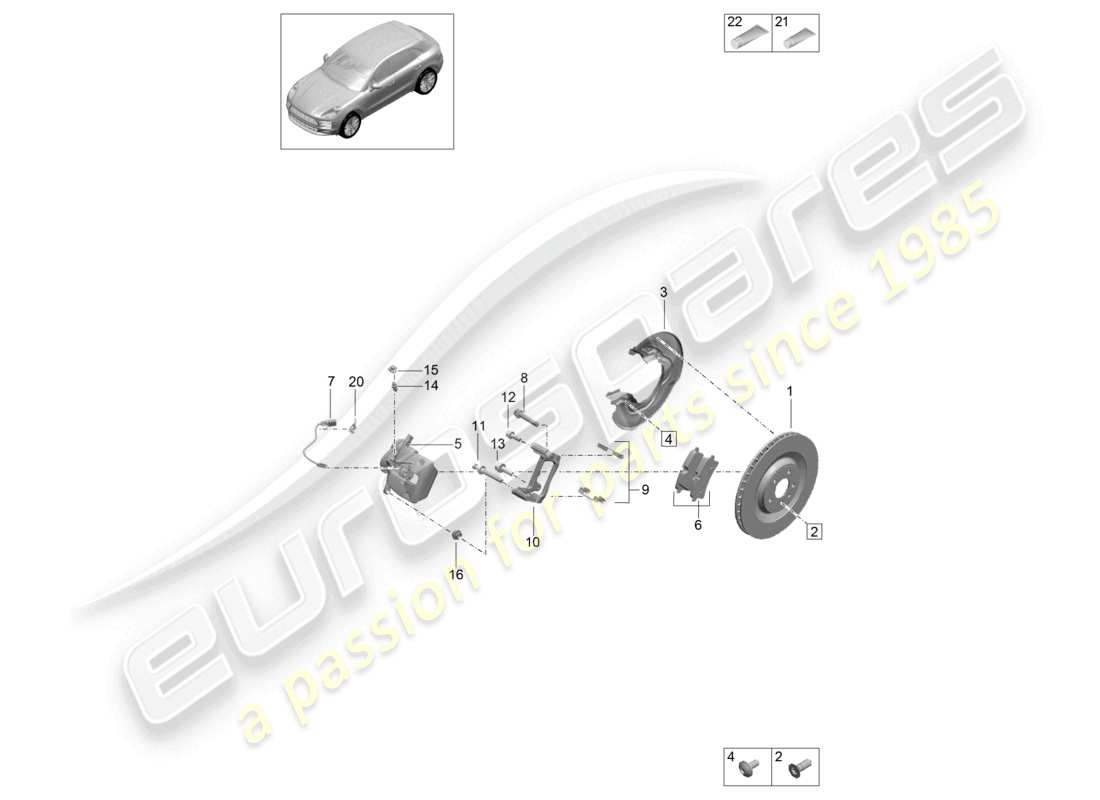 porsche 2021 (macan) frein à disque essieu arrière noir d >>- mj 2021 schéma des pièces