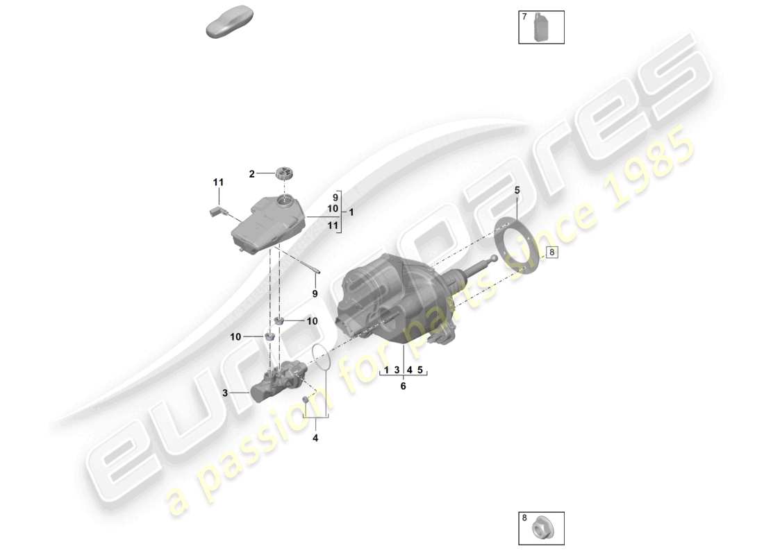 porsche 2020 (taycan 9j1-1) servo de frein (électromécanique) schéma des pièces