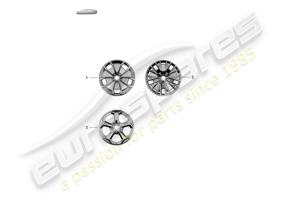 porsche 2020 (taycan 9j1-1) schéma des pièces de la jante en alliage 20