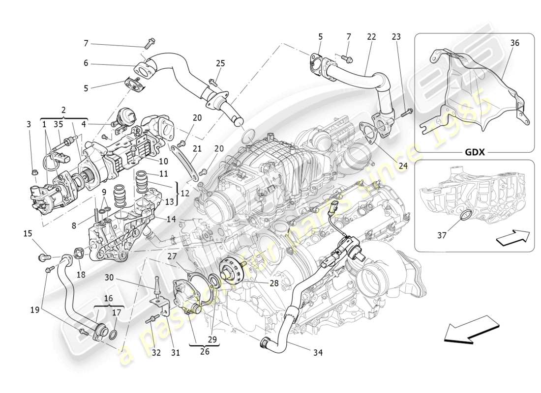 maserati levante (2020) schéma des pièces du système de recirculation des vapeurs d'huile