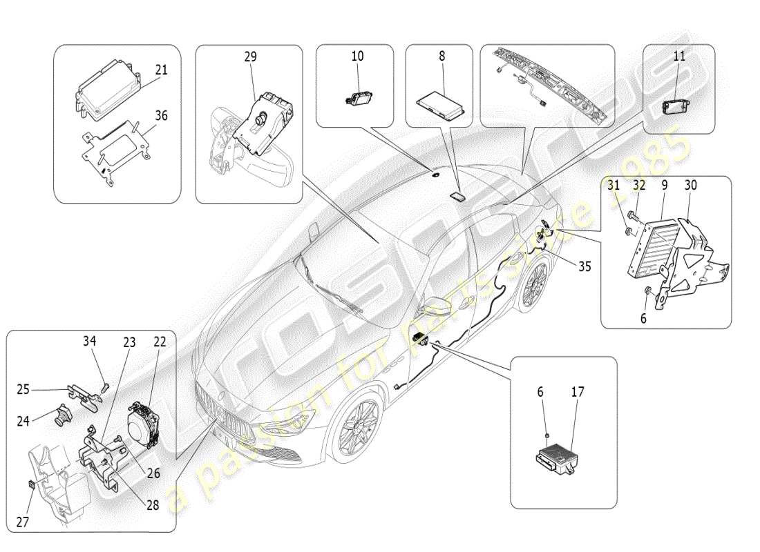 maserati ghibli (2019) diagramme des pièces du système informatique