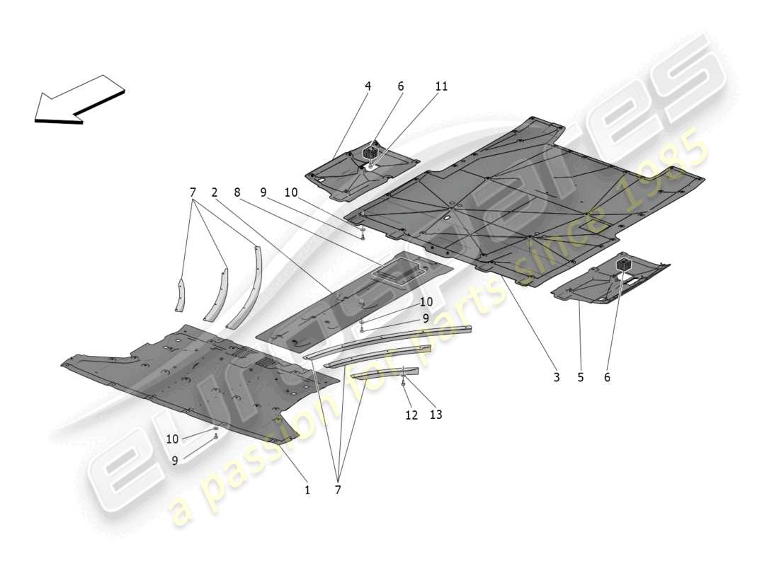 maserati mc20 (2023) protection sous-casse et sous-plancher schéma des pièces
