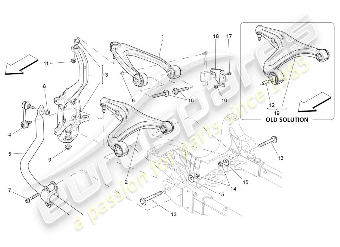 maserati ghibli (2018) schéma des pièces de la suspension avant