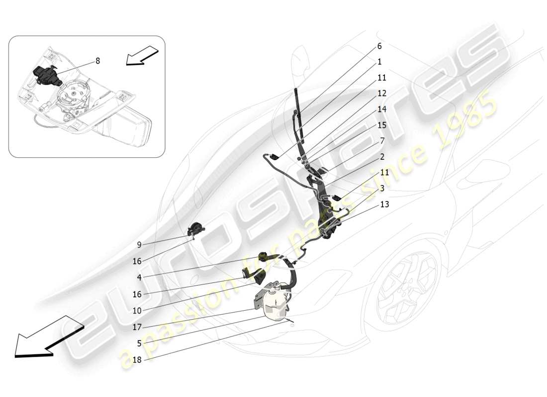 maserati mc20 (2023) schéma des pièces des dispositifs externes du véhicule