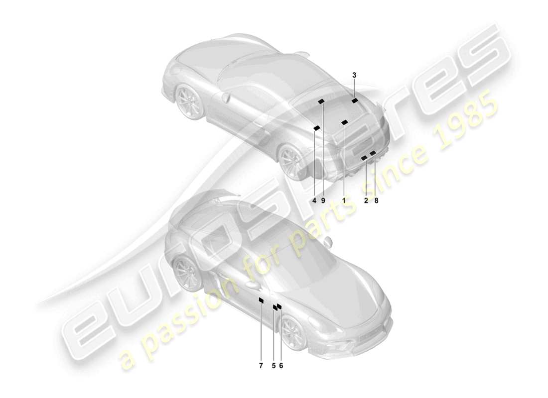 un schéma de pièces du catalogue de pièces porsche 2022 (718 cayman gt4)