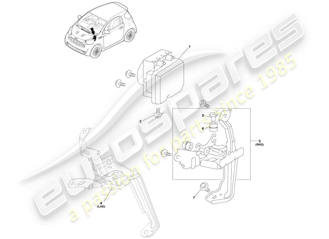 un schéma de pièces du catalogue de pièces aston martin cygnet