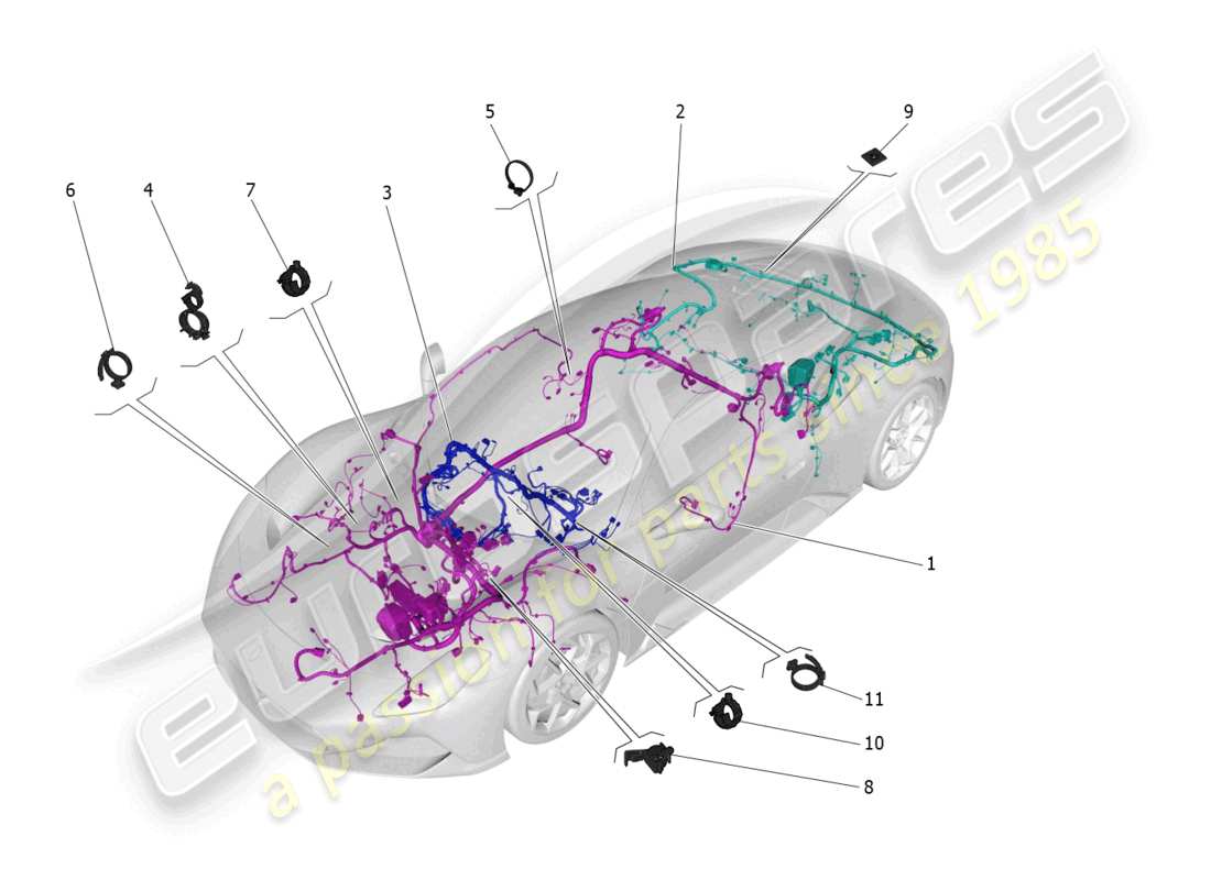 un schéma de pièces du catalogue de pièces maserati mc20 (2022)