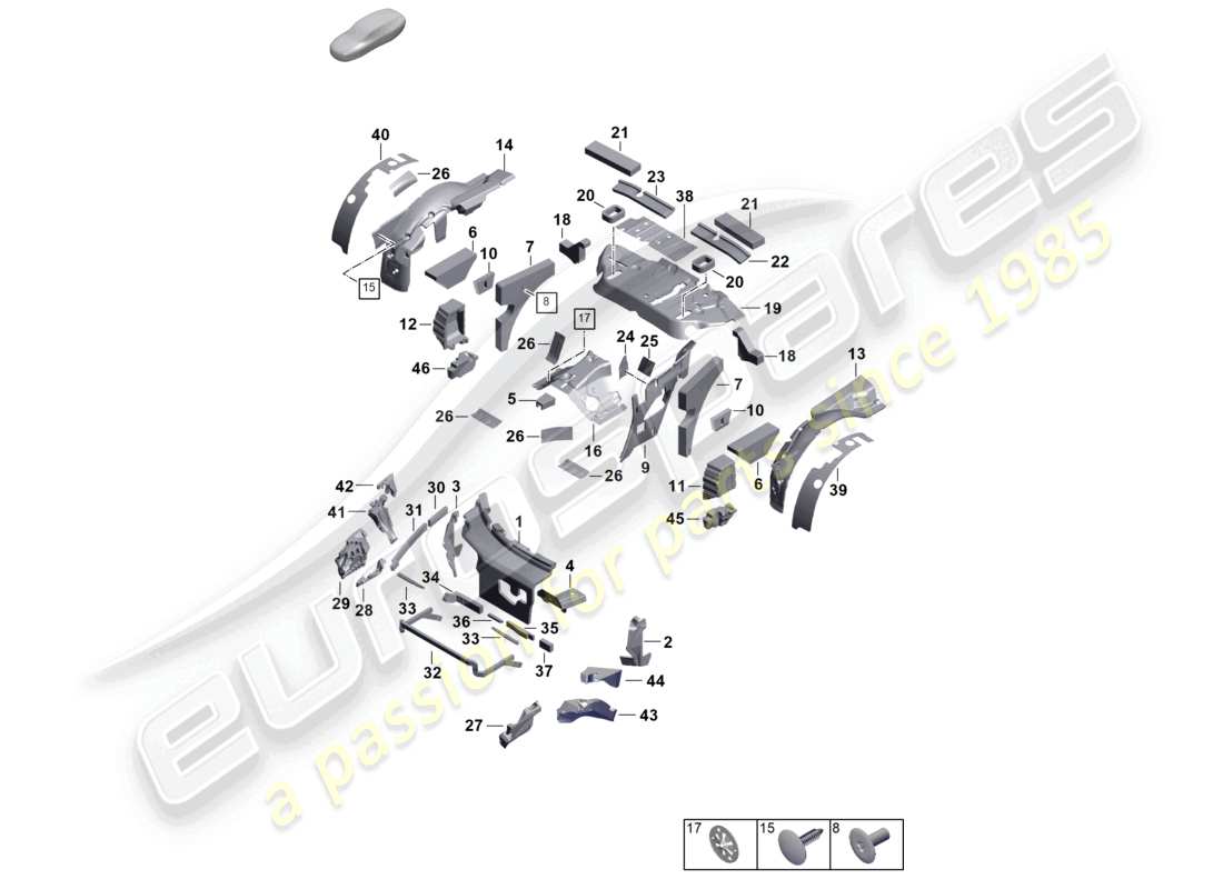 porsche 2024 (992-2) diagramme des pièces du corps d'amortissement de l'amortisseur de bruit