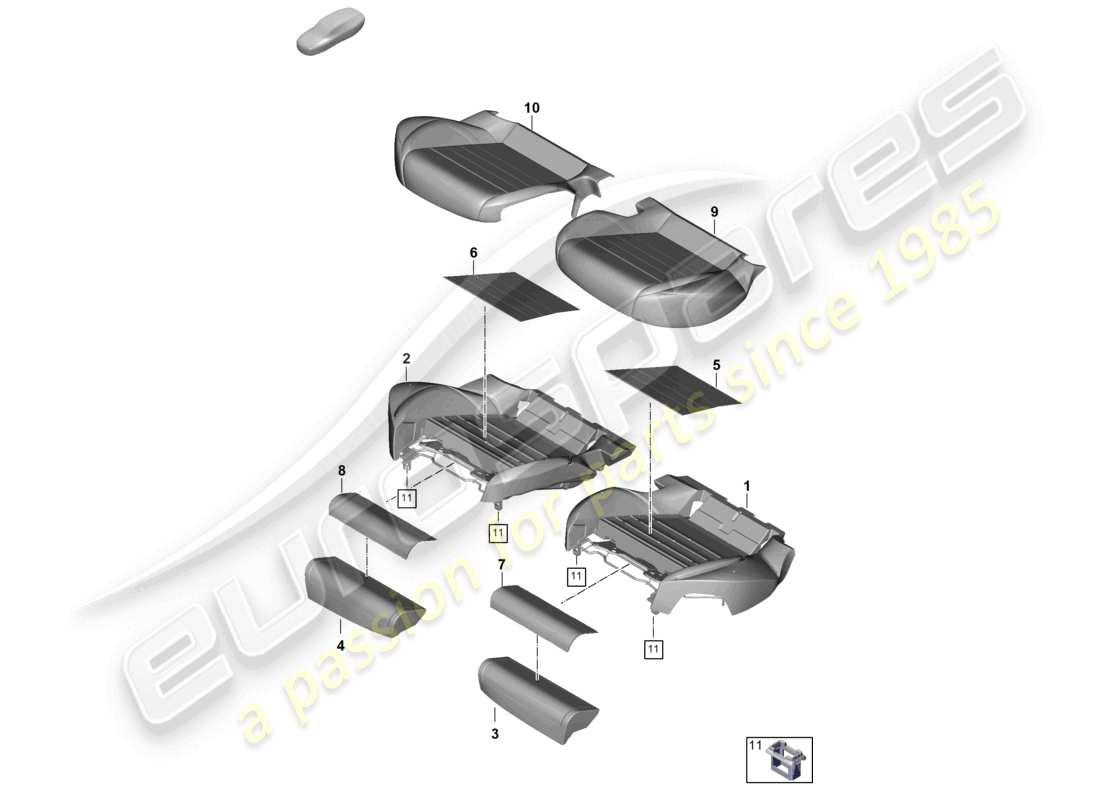 porsche 2024 (panamera 976) pièce en mousse coussin de siège arrière housse de siège diagramme des pièces