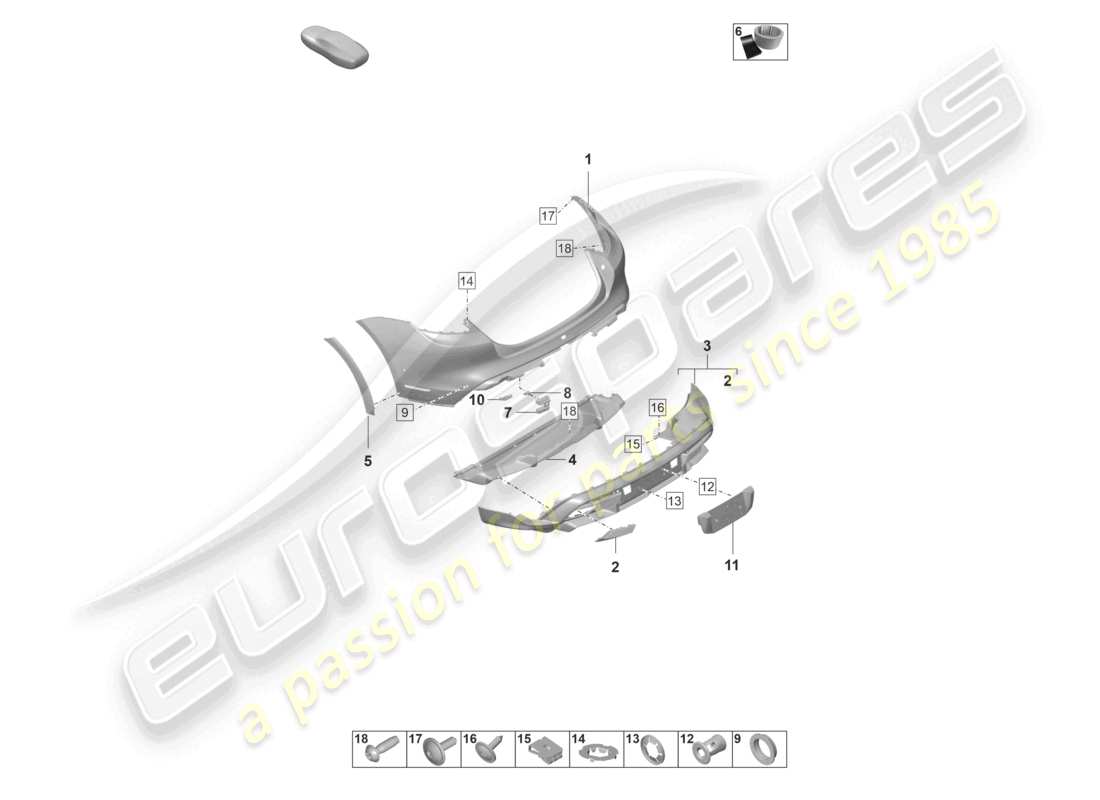 porsche 2023 (taycan 9j1-1) pare-chocs arrière cross turismo taycan turbo schéma des pièces