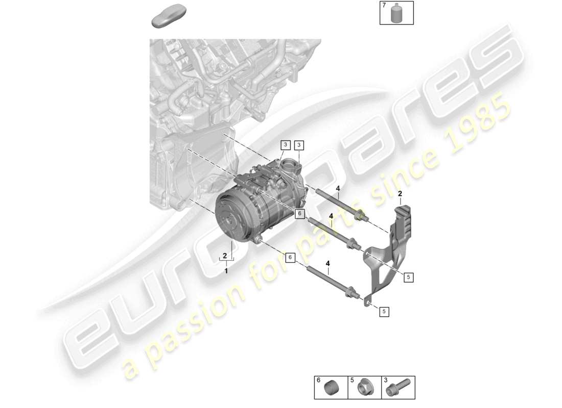 porsche 2026 (panamera 976) diagramme des pièces du compresseur de climatisation