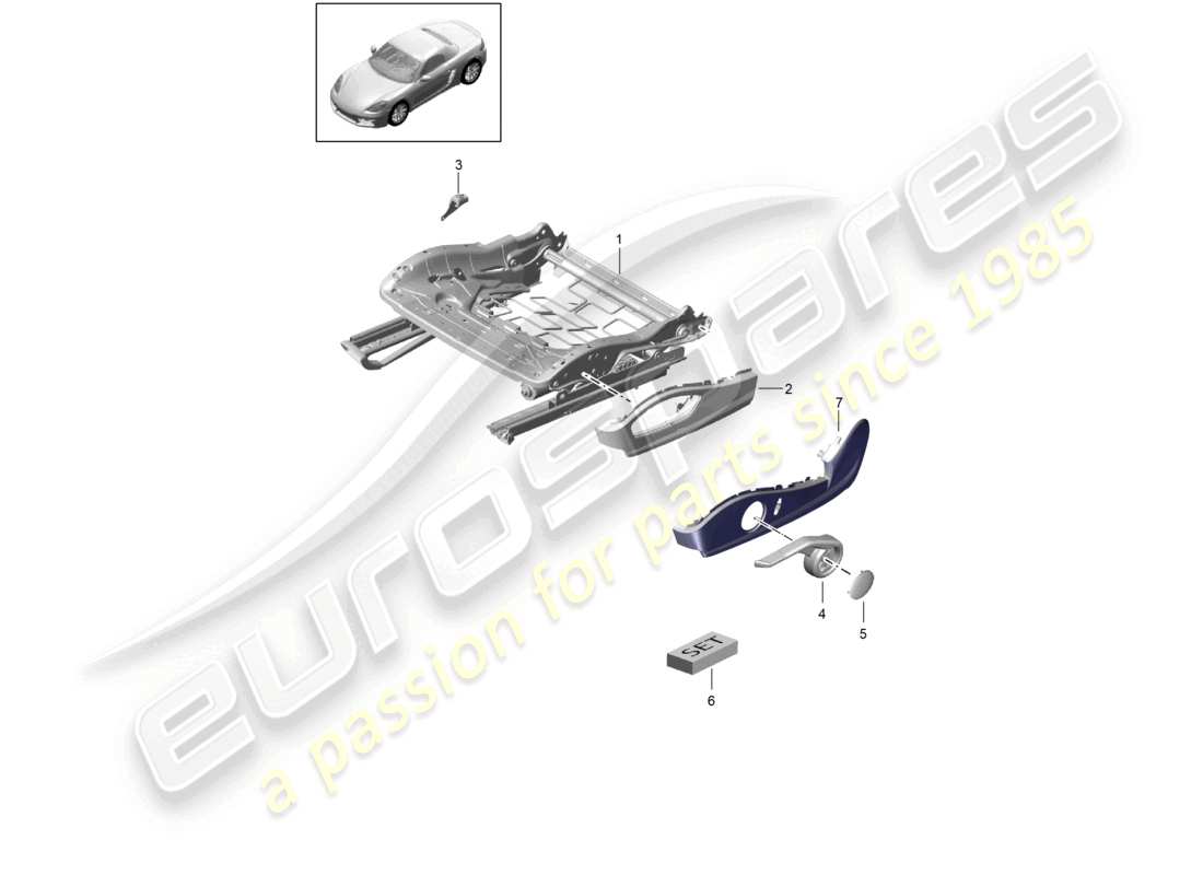 porsche 2023 (718 boxster) cadre de siège siège sport plus kit de réparation d'accessoires reconnaissance de siège occupé garniture pour interrupteur schéma des pièces