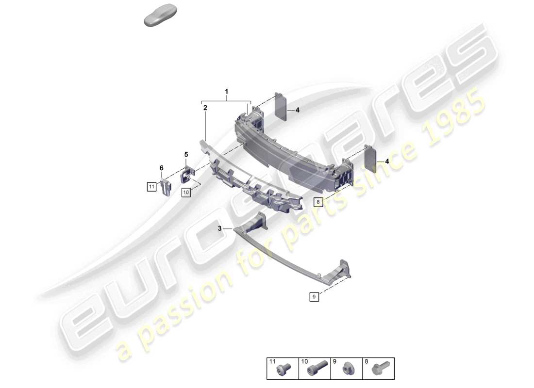 porsche 2021 (992-1) schéma des pièces du support de pare-chocs avant 911 dakar