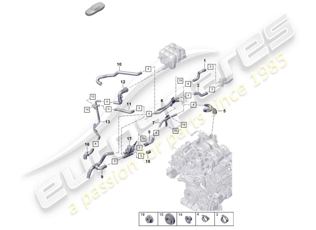porsche 2026 (cayenne e3 pa) schéma des pièces du chauffage pour véhicules avec chauffage auxiliaire