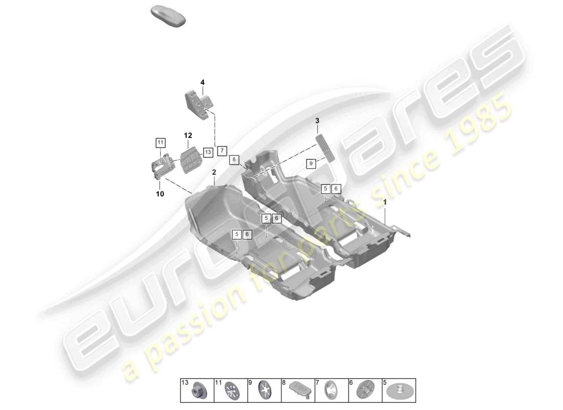 porsche 2023 (taycan 9j1-1) schéma des pièces des garnitures de sol (tapis)