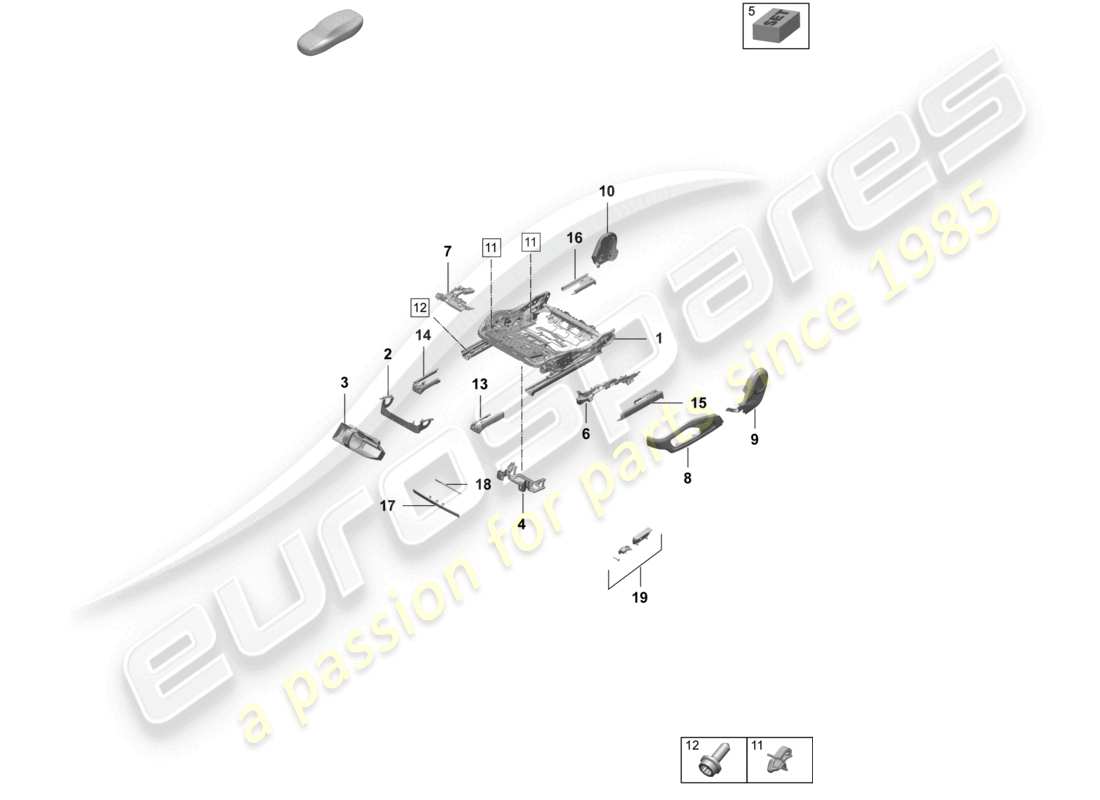 porsche 2026 (taycan 9j1-2) cadre de siège accessoires divers siège confort siège sport diagramme des pièces