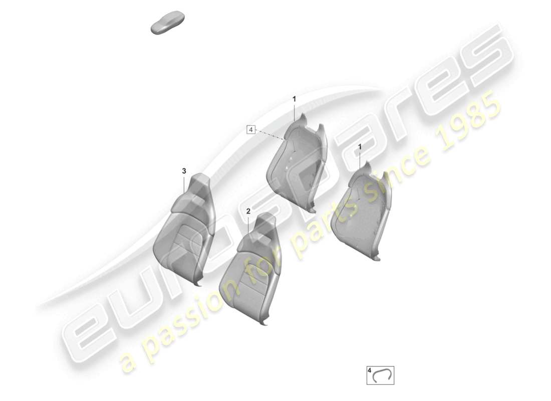porsche 2023 (taycan 9j1-1) section en mousse pour appui latéral. housse de dossier siège confort diagramme des pièces