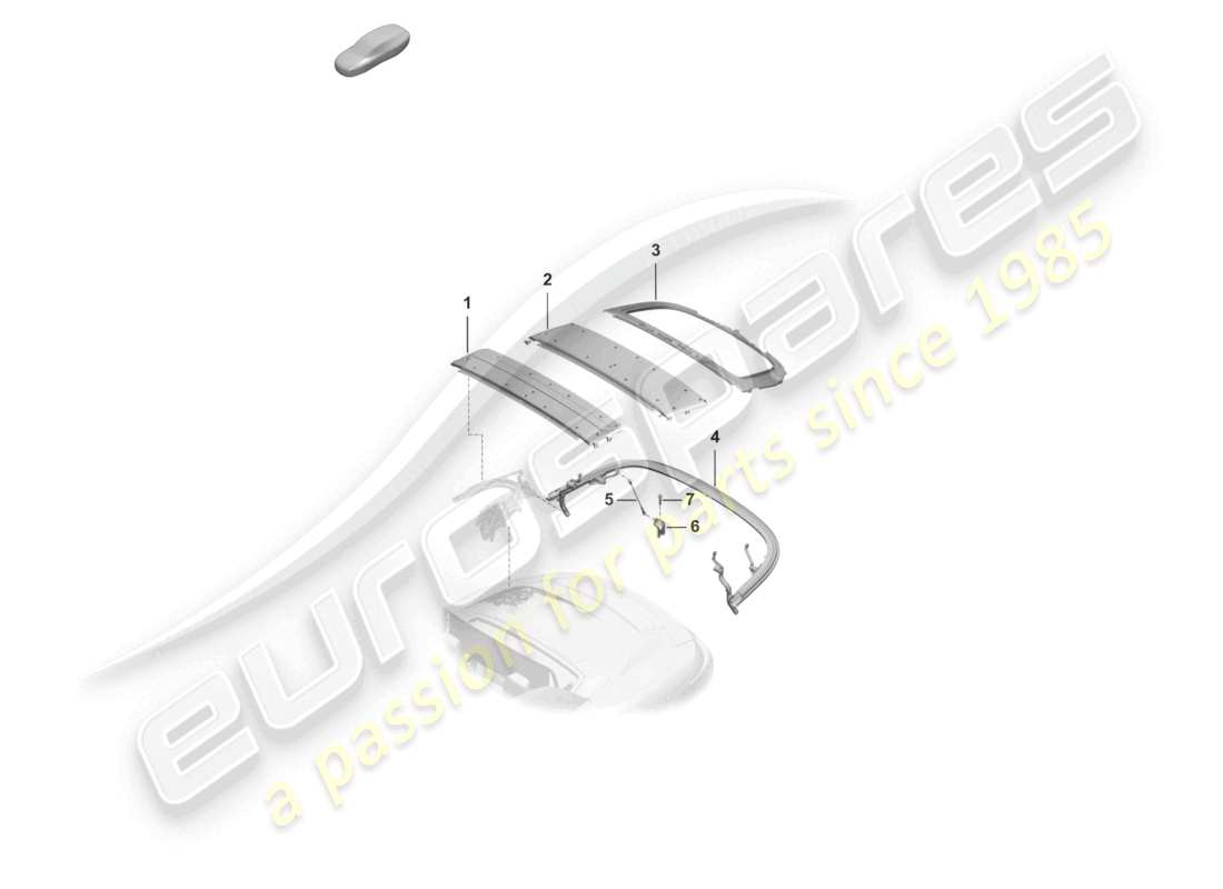 porsche 2022 (992-1 turbo / s) cadre supérieur pièces individuelles arche de toit diagramme des pièces