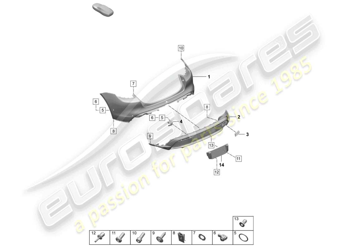porsche 2026 (taycan 9j1-2) pare-chocs arrière pour variante d'équipement : sport turismo st de base diagramme des pièces