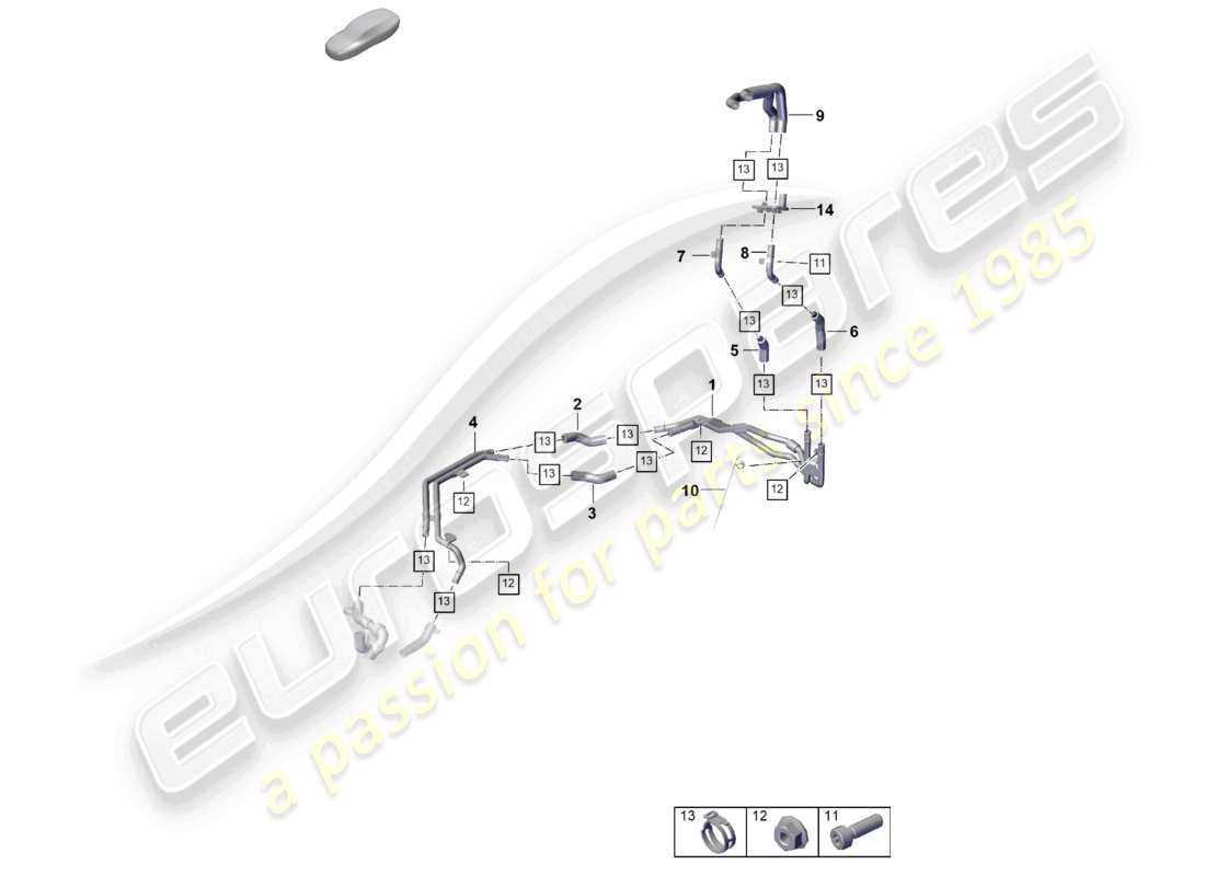 porsche 2026 (cayenne e3 pa) chauffage arrière système de refroidissement de la batterie pour véhicules à propulsion hybride schéma des pièces