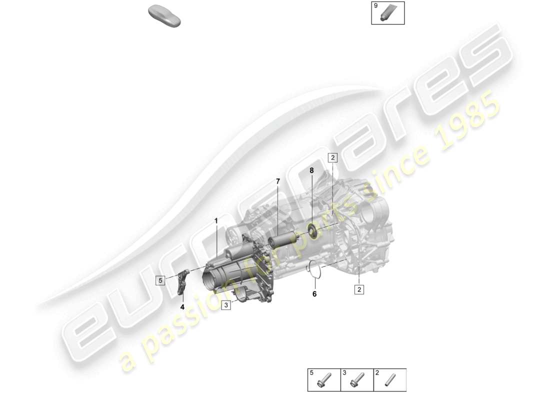 porsche 2024 (macan-e) schéma des pièces du filtre à huile du moteur de traction pour essieu avant à entraînement électrique