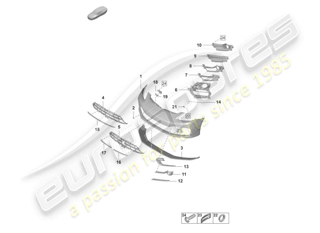 porsche 2024 (panamera 971-2) schéma des pièces du pare-chocs avant gts