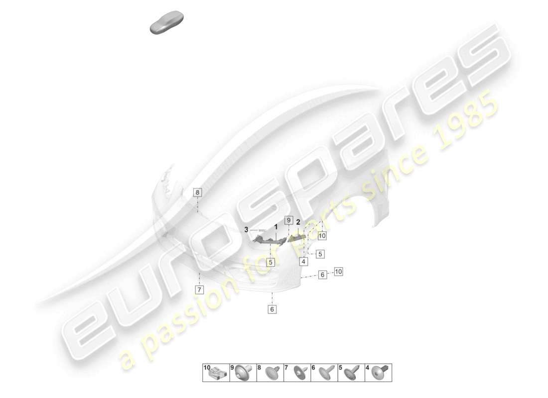 porsche 2022 (panamera 971-2) schéma des pièces de fixation du pare-chocs avant