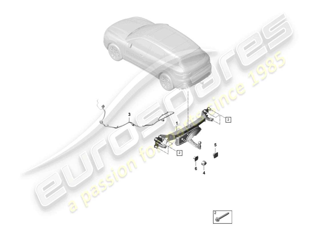 porsche 2024 (cayenne e3 9ya/9yb) schéma des pièces de l'attelage de remorquage