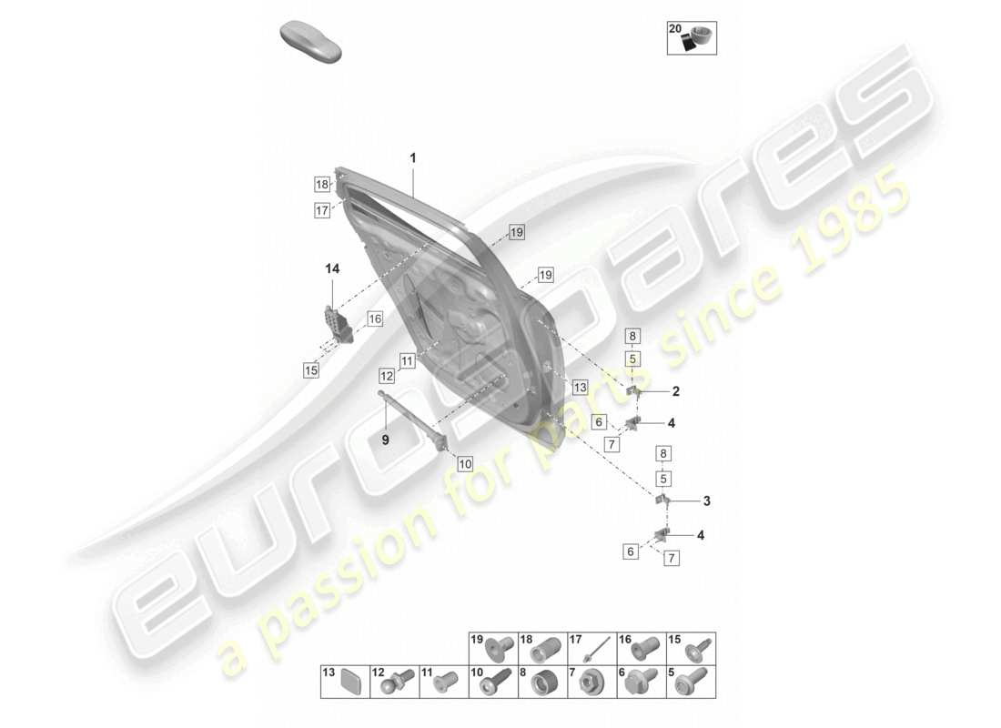 porsche 2024 (panamera 971-2) schéma des pièces de la coque de porte arrière