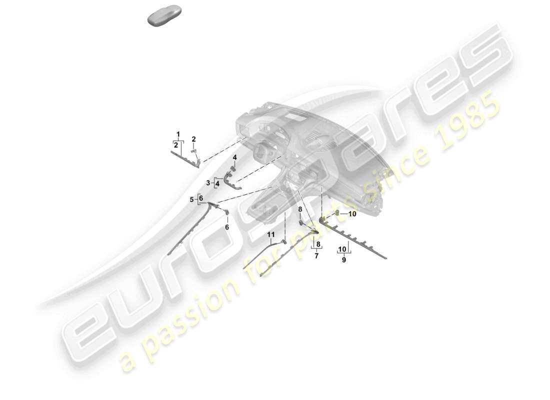 porsche 2024 (panamera 976) lampe pour éclairage d'ambiance colonne de direction console centrale boîte à gants schéma des pièces