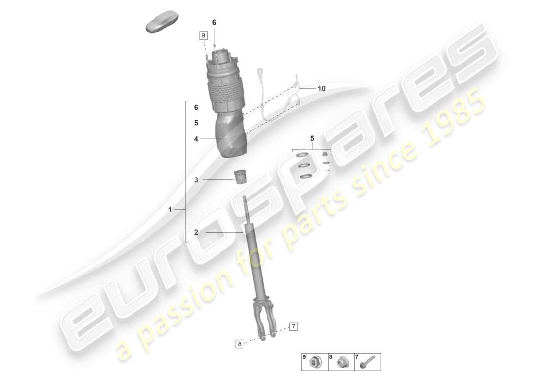 porsche 2021 (panamera 971-2) schéma complet des pièces de la jambe de suspension pneumatique