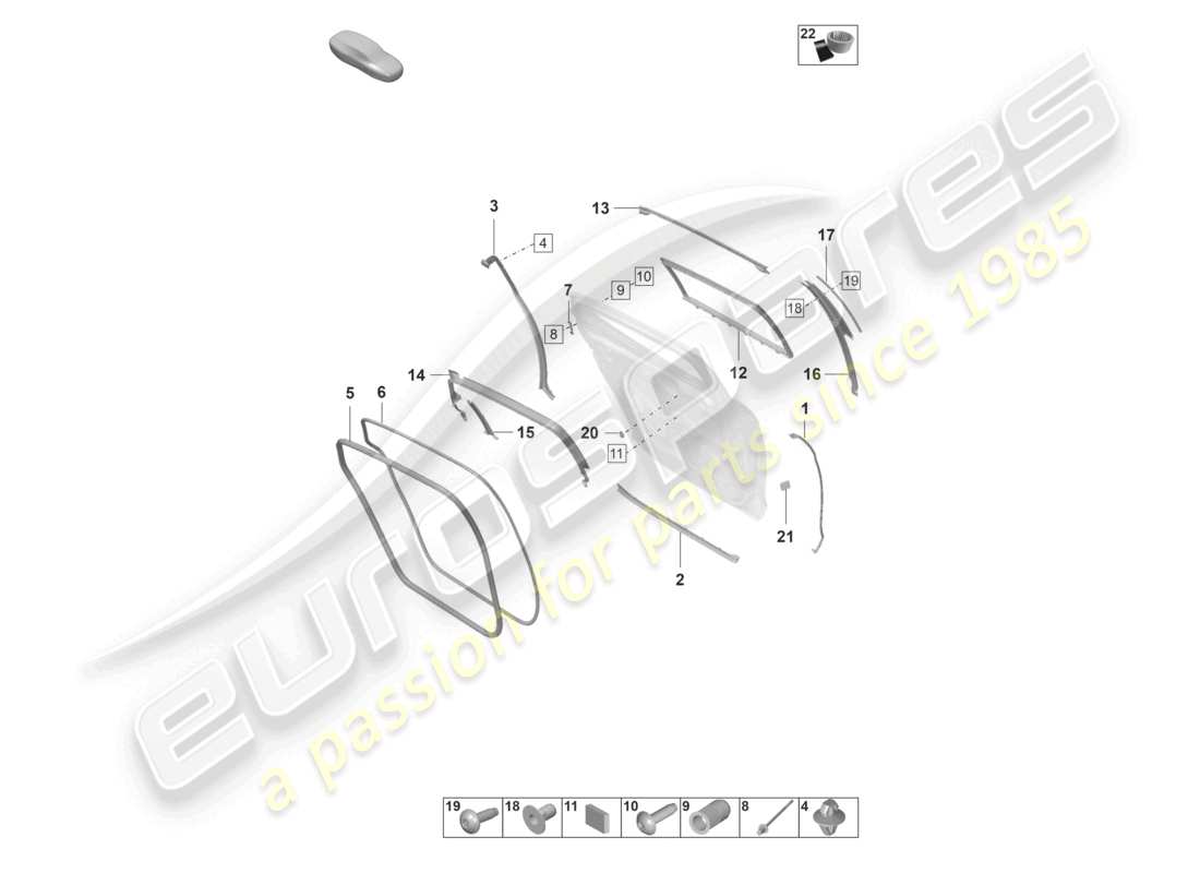porsche 2021 (panamera 971-2) joint de porte arrière guide de fenêtre accessoires schéma des pièces