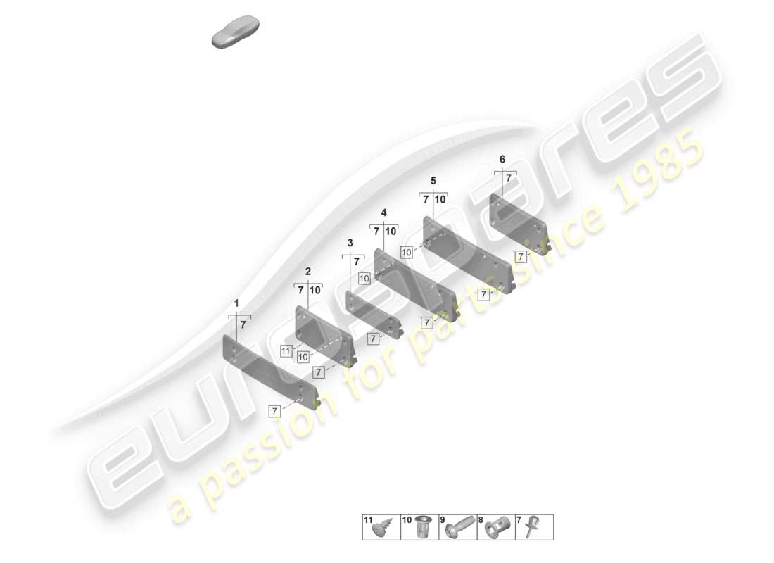 porsche 2021 (panamera 971-2) schéma des pièces du support de plaque d'immatriculation coréen