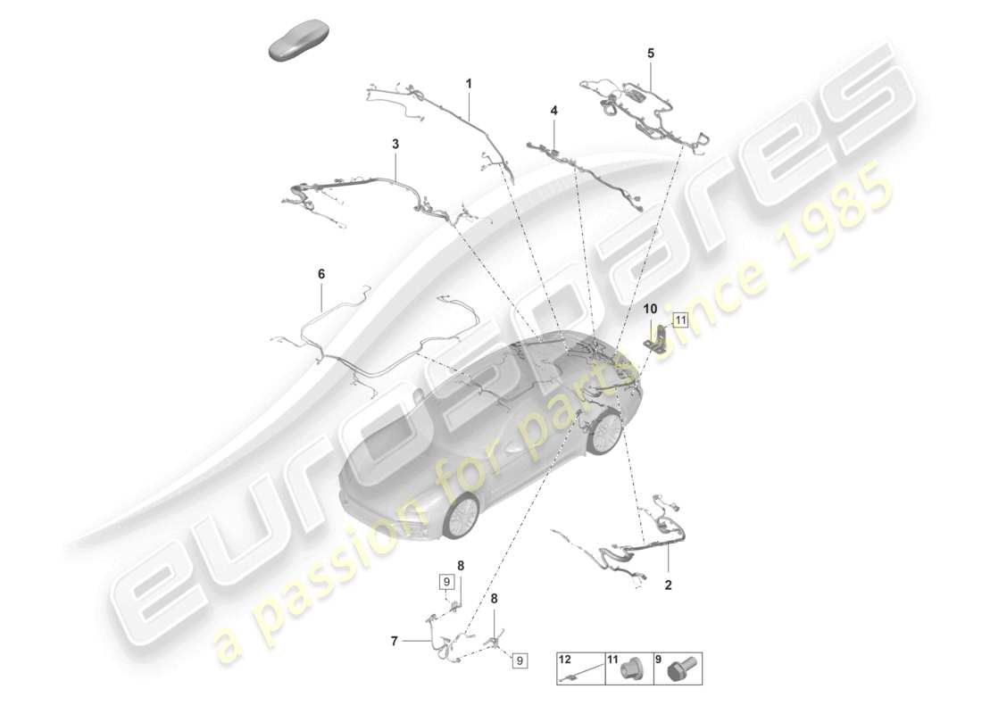 porsche 2024 (panamera 971-2) faisceaux de câbles pare-chocs garniture de toit arrière couvercle arrière système de freinage antiblocage -abs- affichage de l'usure des plaquettes de frein marchepied d'essieu arrière schéma des pièces