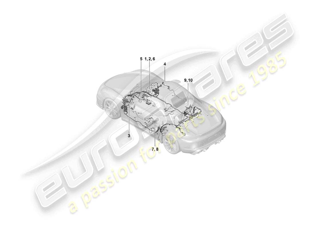 porsche 2024 (718 boxster spyder) schéma des pièces des faisceaux de câbles airbag pour véhicules équipés de ceintures de sécurité