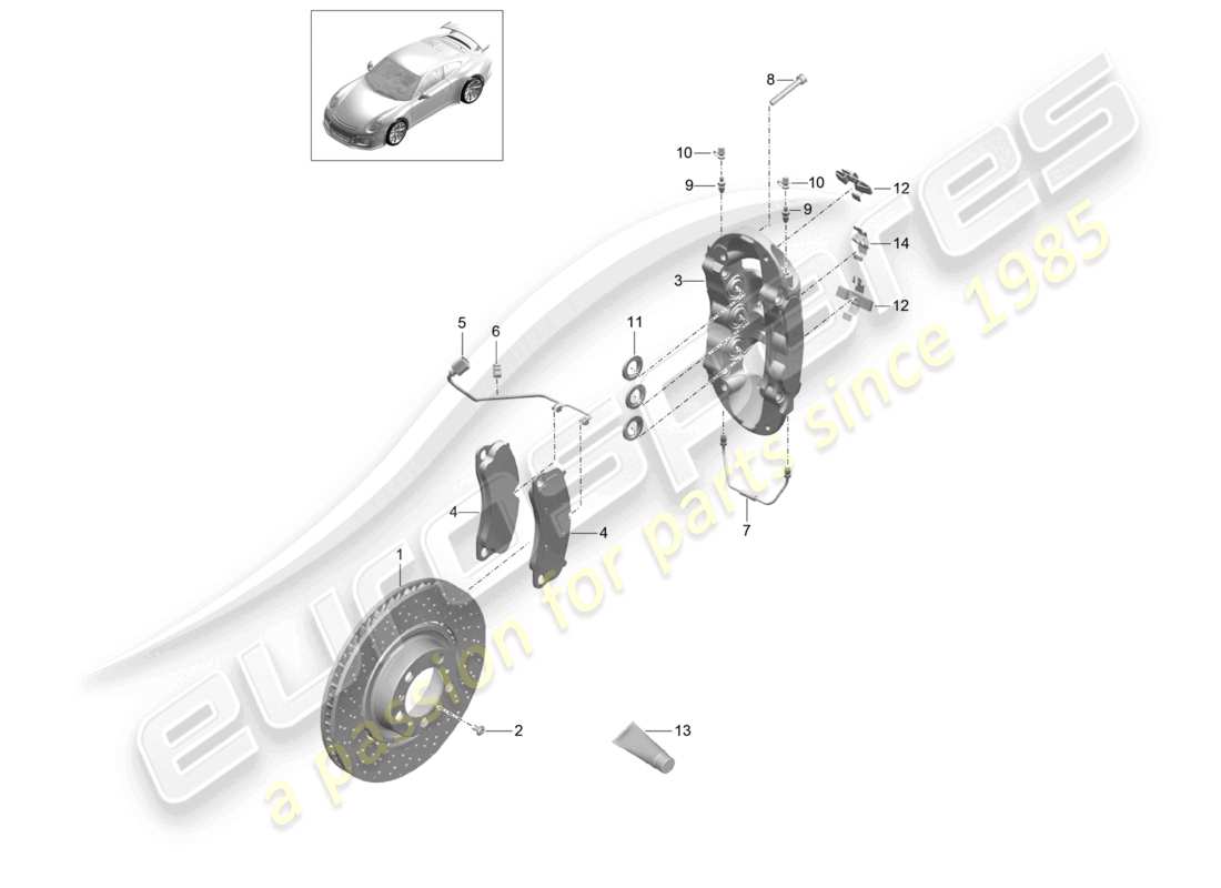 porsche 2021 (991-2 r/gt3/rs) frein à disque essieu avant d >>- mj 2017 schéma des pièces
