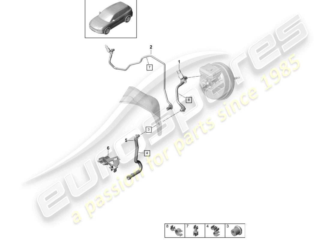 porsche 2024 (cayenne e3 9ya/9yb) diagramme de pièce de la ligne de vide