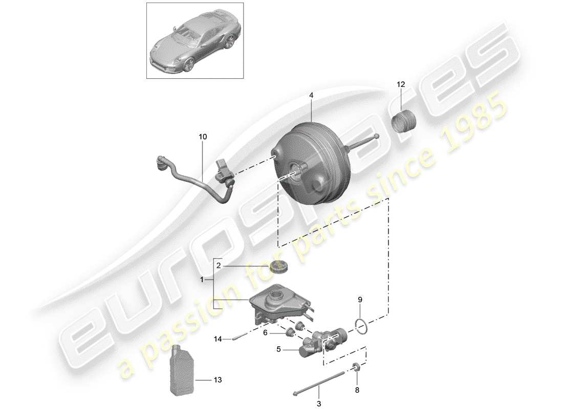 porsche 2018 (991-2 turbo) maître cylindre de frein schéma des pièces