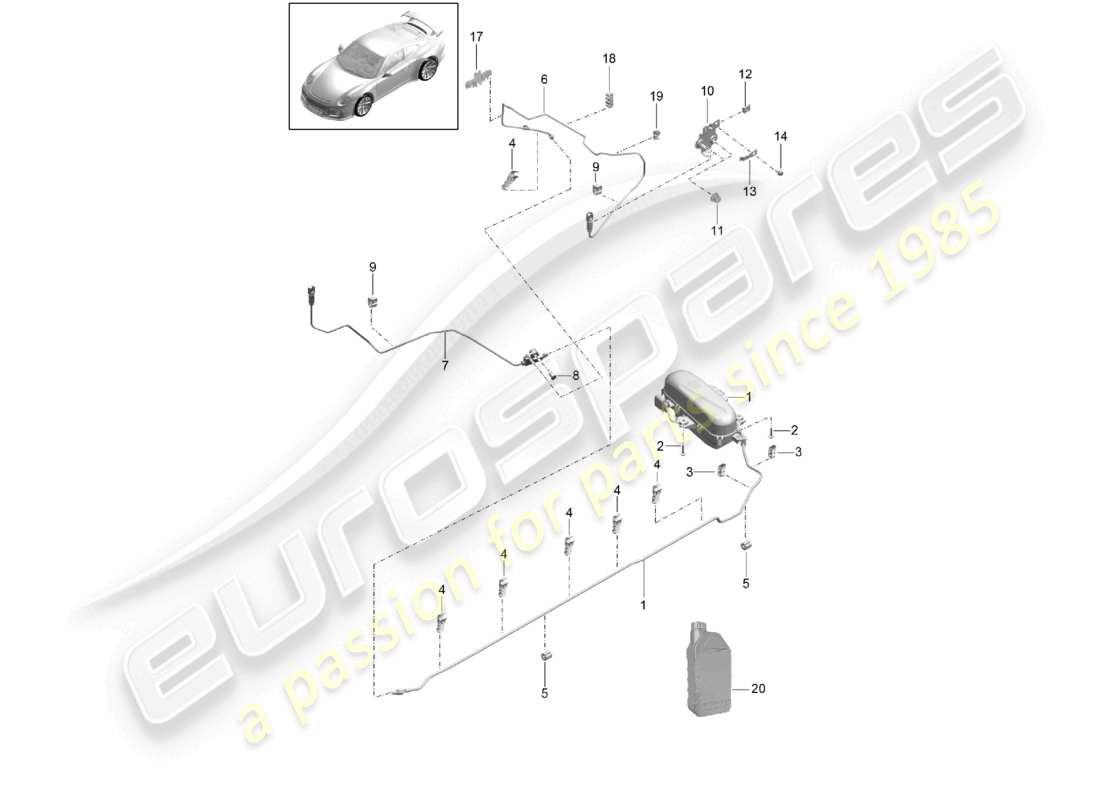 porsche 2021 (991-2 r/gt3/rs) suspension adaptative schéma des pièces