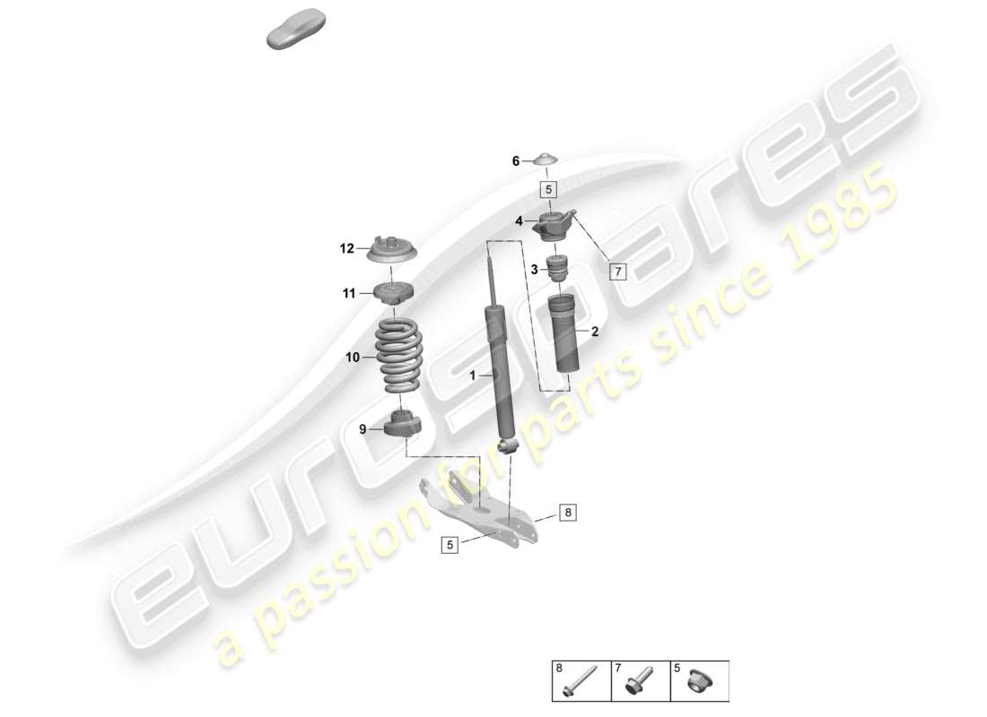 porsche 2025 (macan-e) amortisseur de vibrations de suspension à ressort en acier ressort hélicoïdal schéma des pièces