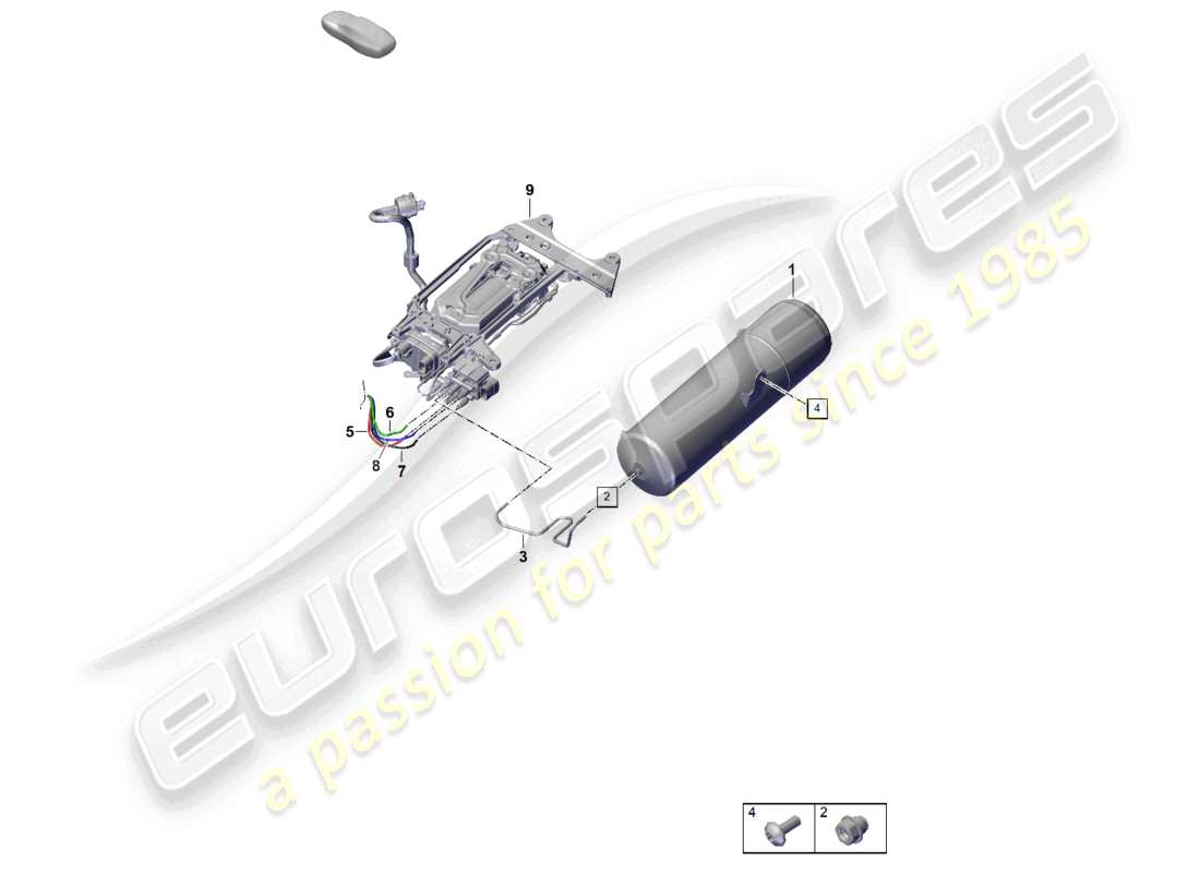 porsche 2025 (panamera 976) diagramme des pièces de la conduite d'air de l'accumulateur de pression