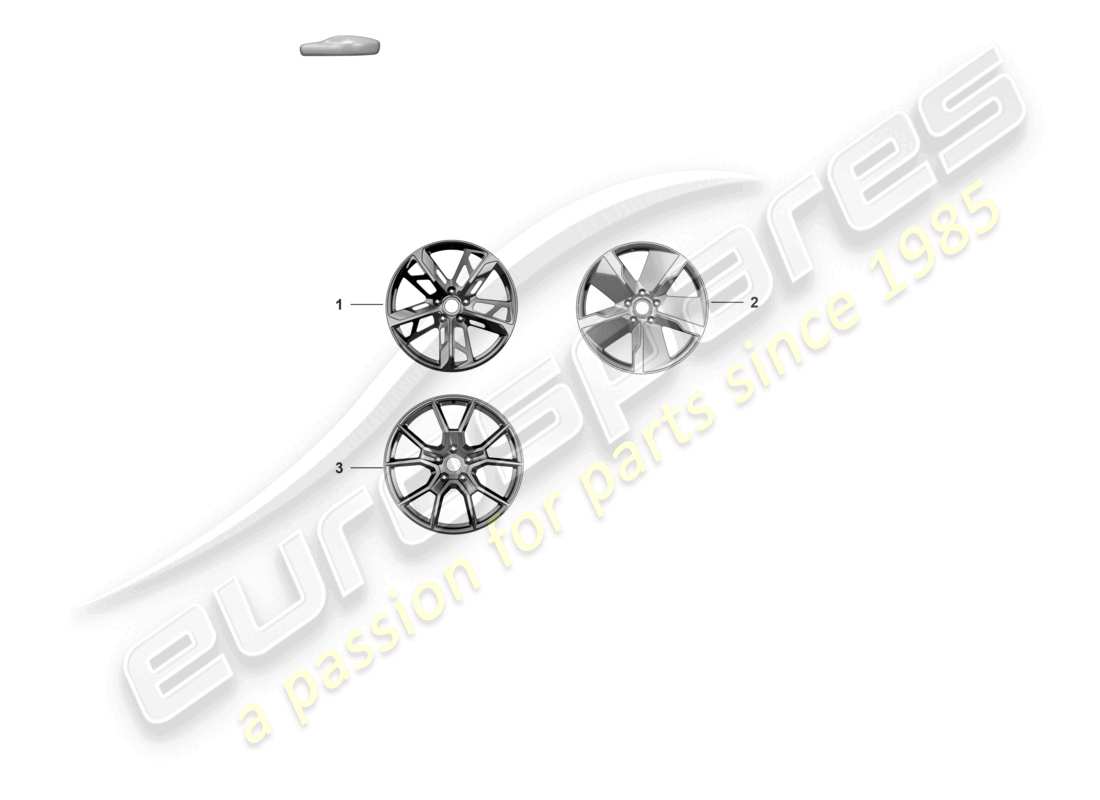 porsche 2023 (taycan 9j1-1) schéma des pièces de la jante en alliage 21