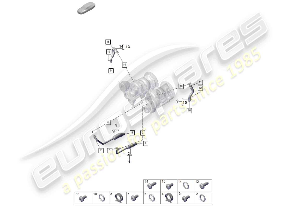 porsche 2026 (panamera 976) schéma des pièces du système de refroidissement du turbocompresseur