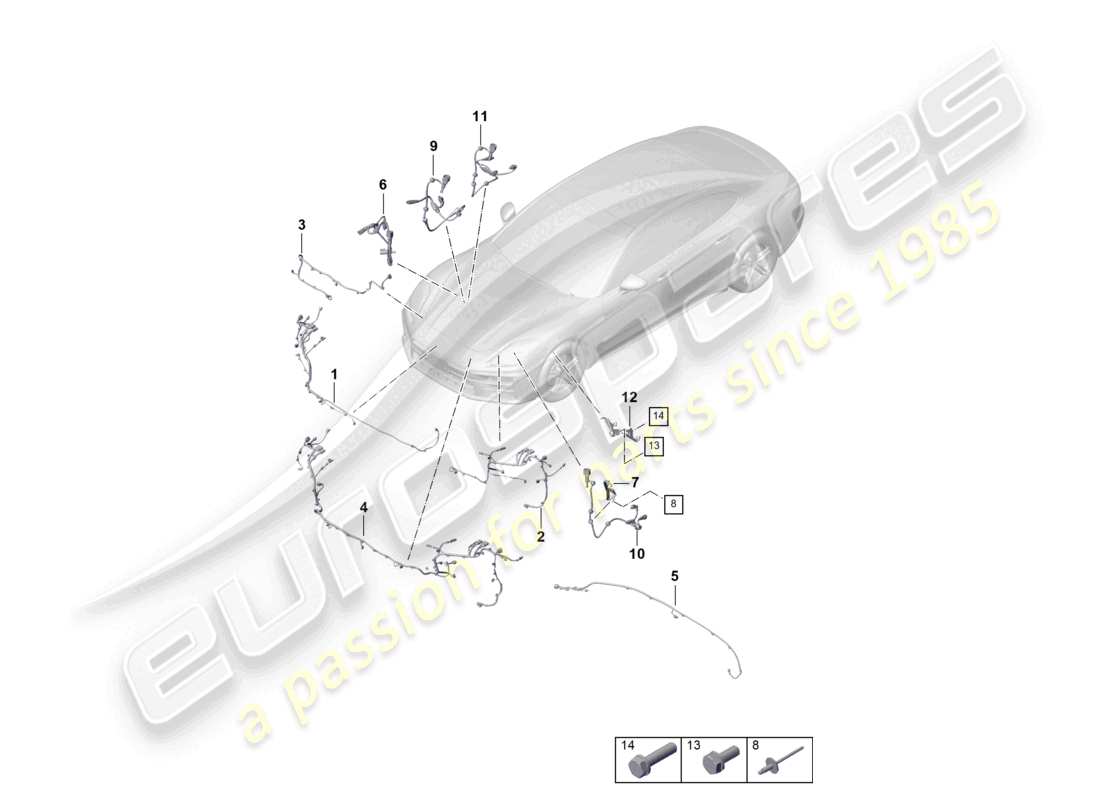 porsche 2024 (panamera 976) faisceaux de câbles pour pare-chocs faisceau de câbles abs avant pour suspension autonivelante schéma des pièces