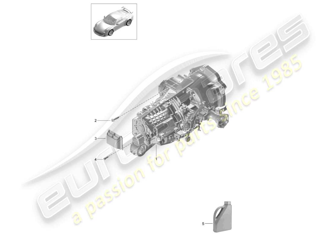 porsche 2021 (991-2 r/gt3/rs) boîte de vitesses manuelle schéma des pièces