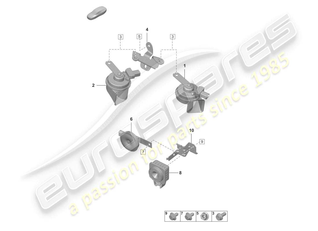 porsche 2022 (992-1 turbo / s) diagramme des pièces du système d'alarme à klaxon fanfare signal
