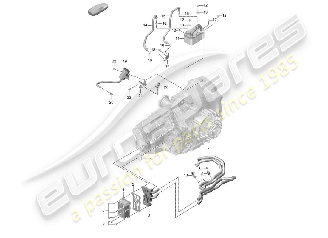 porsche 2021 (718 cayman gt4) - pdk - conduite d'huile de l'échangeur de chaleur de la boîte de vitesses conduite d'eau conduite de reniflard schéma des pièces