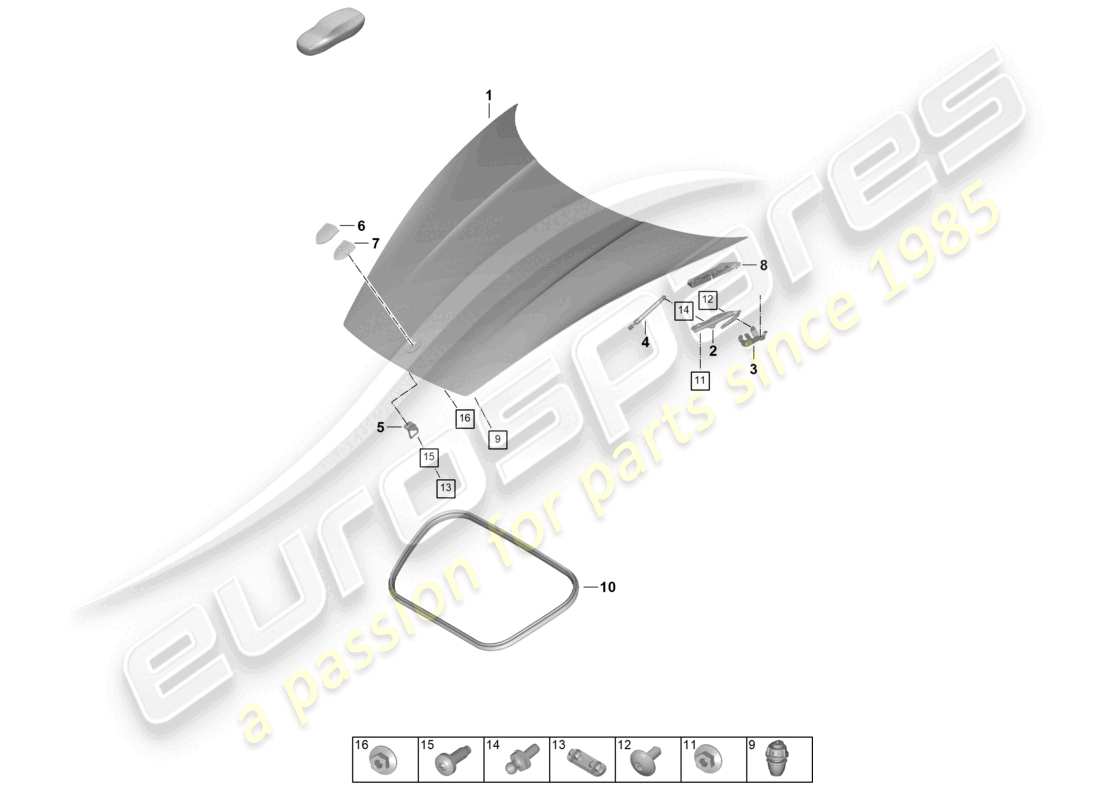 porsche 2024 (992-2) diagramme de pièce de capot