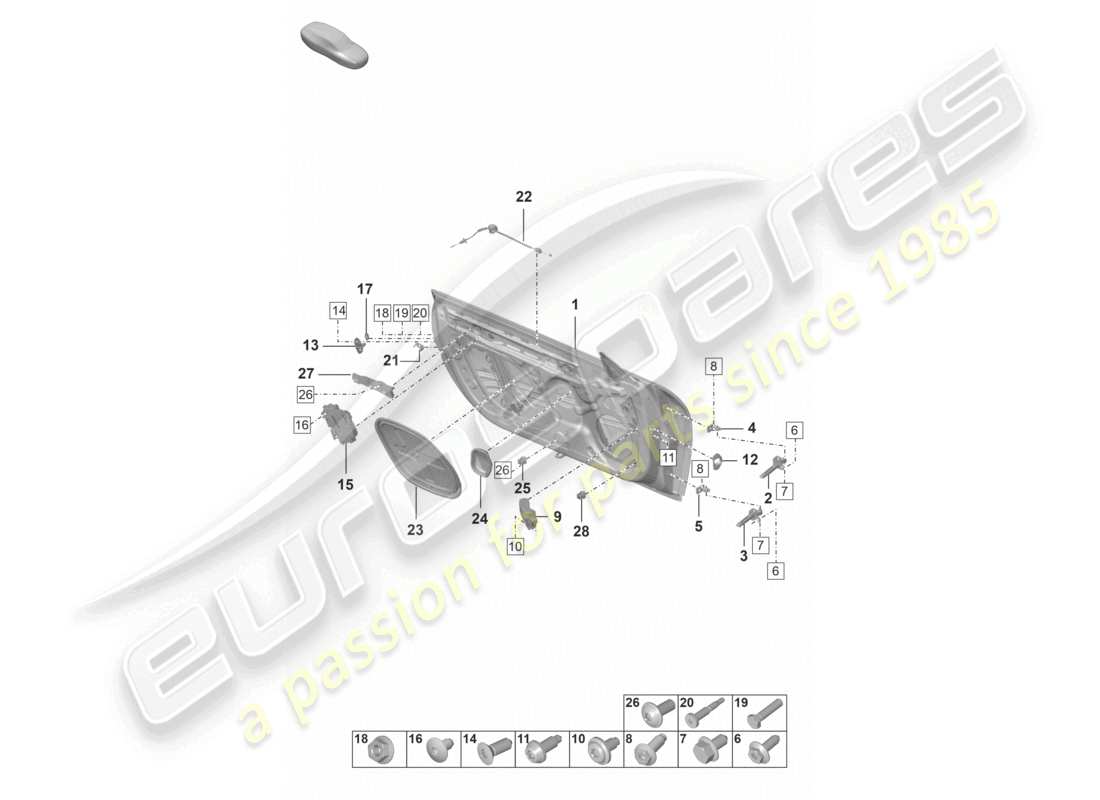 porsche 2024 (992-2 gt3/rs/st) coque de porte schéma des pièces